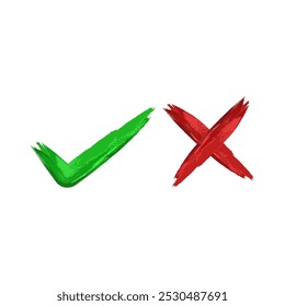 grungy abstract tick cross right wrong mark symbol or sign clipart png transparent background