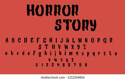 Grungy Alphabet - Horror Vector Font on Red