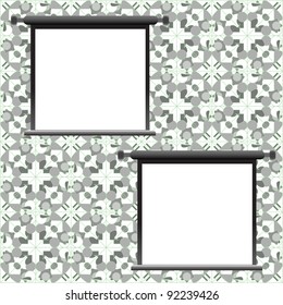 Grungy antique wallpaper background with empty frame. vector