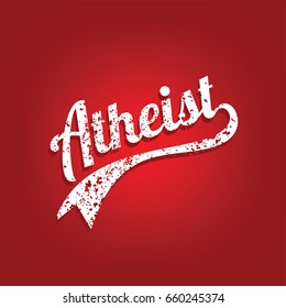 grungy atheist retro varsity theme tag vector art