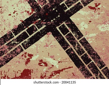 Grungy background and automobile tracks illustration