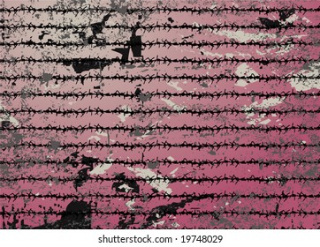 Grungy background and barbed wire vector illustration
