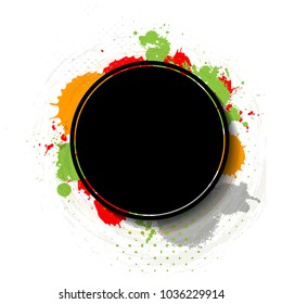 Grungy background with black circle frame for your text - vector illustration