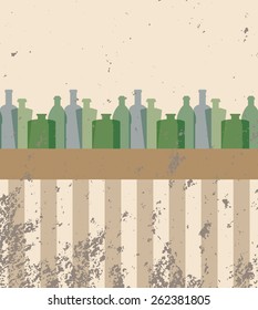 Grungy background with a border of bottles