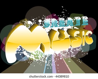 grungy background with colorful stripes, vector create music