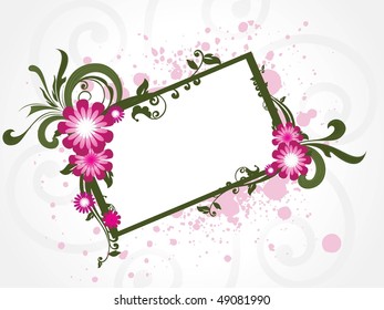 grungy background with floral frame