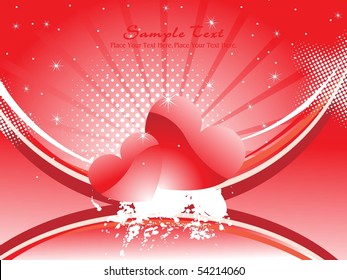 grungy background with set of red romantic heart