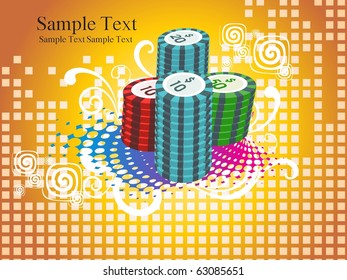 grungy background with stacks of poker chips