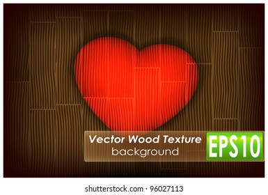 Grungy background texture of wood and glow heart