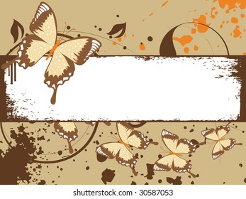 grungy banner background with butterfly