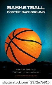 Grungy basketball background with ball and copy space for text - vector illustration