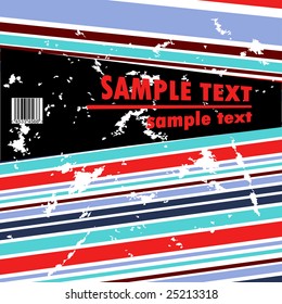 Grungy bended vector design of stripes with barcode