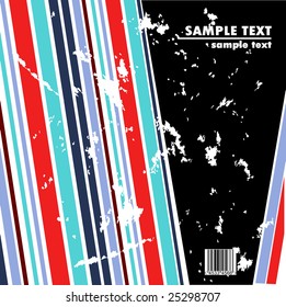 Grungy bended vector design of stripes with barcode