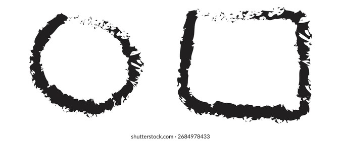 Grungy Black Circle and Square Frame Borders