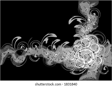 Grungy Black, gray and white background with swirls vector