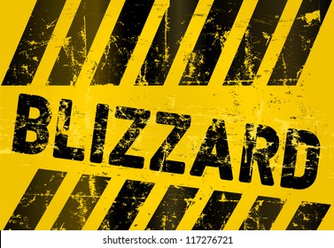 Grungy Blizzard Warning Sign, Vector Illustration