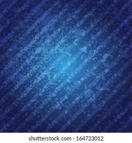 Grungy blue abstract background with diagonal stripes. Vector EPS 10 illustration.