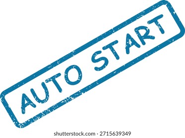 Grungy blauer Rechteckstempel mit "AUTO START" Text. Ideal für Grafiken und Prozesse in den Bereichen Business, Technologie oder Automatisierung.