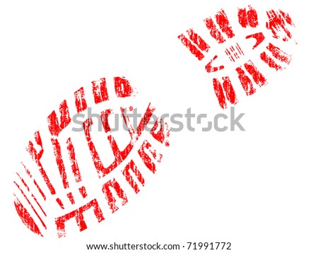Grungy BootPrint - Highly detailed vector of a mountain boot- transparent vector so it can be overlaid onto other graphic elements