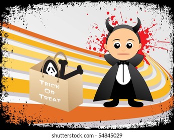 grungy border background with ghost in shopping bag