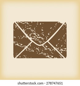 Grungy brown icon with image of envelope, on beige background