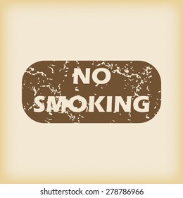 Grungy brown icon with tablet with text NO SMOKING, on beige background