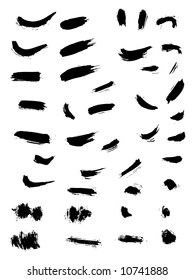 grungy brush strokes set