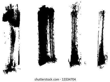 Grungy brush strokes set