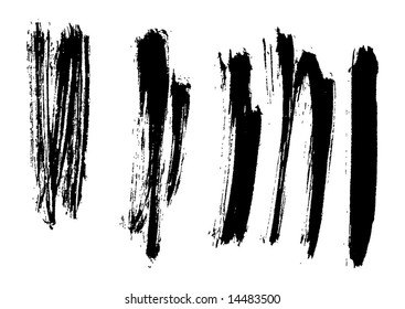 Grungy brush strokes set