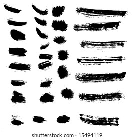 Grungy brush strokes set