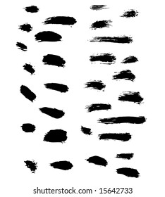 Grungy brush strokes set