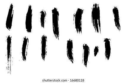 Grungy brush strokes set