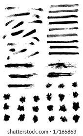 Grungy brush strokes set