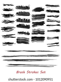 Grungy brush strokes set over white background. Elements for your work and design. Eps10