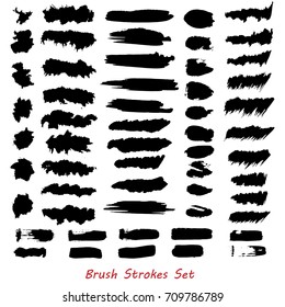 Grungy brush strokes set over white background. Hand drawn grunge. Elements for your work and design. Eps10