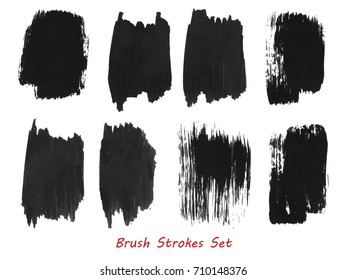 Grungy brush strokes set over white background. Hand drawn grunge. Elements for your work and design. Eps10