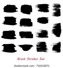 Grungy brush strokes set over white background. Hand drawn grunge. Elements for your work and design. Eps10