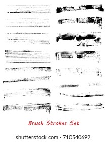 Grungy brush strokes set over white background. Elements for your work and design. Eps10