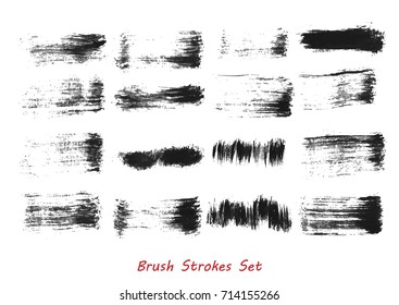 Grungy brush strokes set over white background. Hand drawn grunge. Elements for your work and design. Eps10