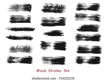 Grungy brush strokes set over white background. Hand drawn grunge. Elements for your work and design. Eps10