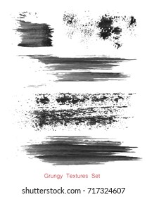 Grungy brush strokes set over white background. Elements for your work and design. Eps10
