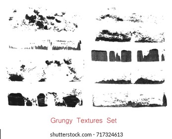 Grungy brush strokes set over white background. Elements for your work and design. Eps10