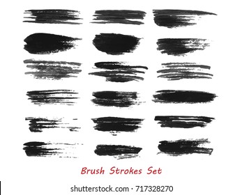 Grungy brush strokes set over white background. Elements for your work and design. Eps10