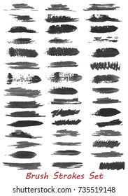 Grungy brush strokes set over white background. Elements for your work and design. Eps10