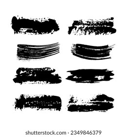 Grungy brushes collection. Brush stroke paint boxes on white background - stock vector. Black set paint, ink brush, brush strokes, brushes, lines, frames, box, grungy.