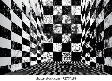 Grungy checkered room