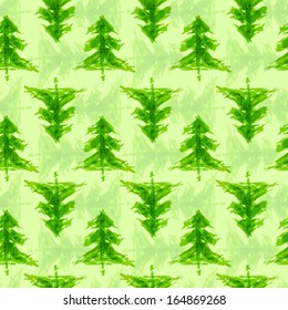 Grungy chrismas tree seamless pattern