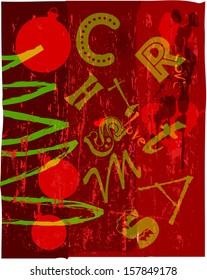 grungy christmas  illustration, vector 