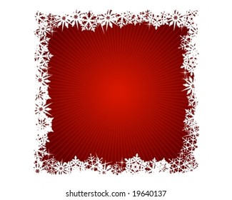 Grungy Christmas, winter snowflake background in red and white. Use of global colors, blends. Snowflakes single objects.