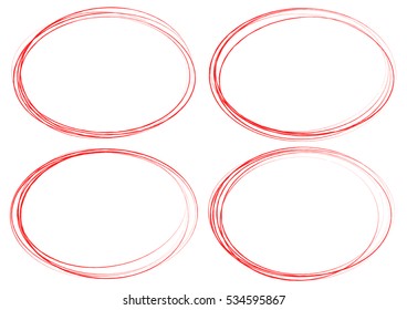 Grungy circle elements. Textured, smeared sketchy circles for highlighting.